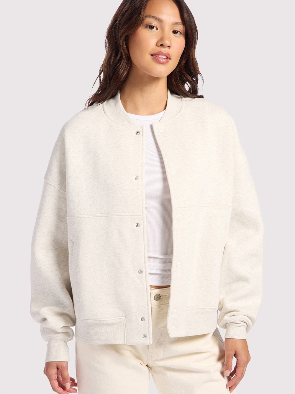 Nuuds Alumni Jackets Women's Size Large Light Heather Grey $128